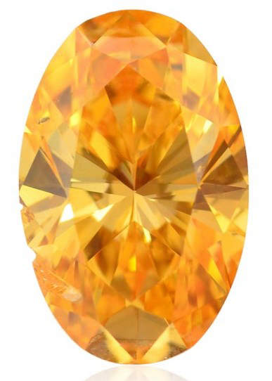 0.74-carat, oval-shaped, fancy vivid orange diamond 