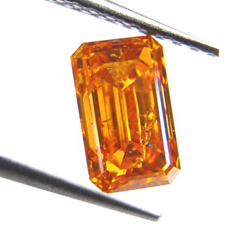 1.10-carat, emerald-cut, fancy vivid orange diamond 