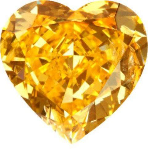 1.15-carat, fancy vivid yellowish-orange, heart-shaped diamond 