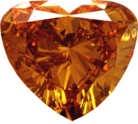 1.46-carat, fancy deep-orange, heart-shaped diamond 