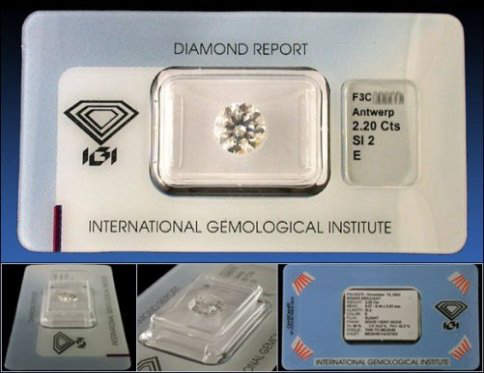 A sealed diamond report by the International Gemological Institute (IGI) 
