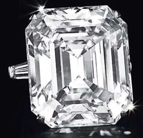 50.01-carat, D-color, rectangular-cut, potentially flawless diamond set in a ring by Graff 