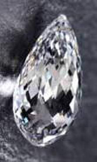 75.51-carat, d-color, internally flawless, briolette-cut diamond 