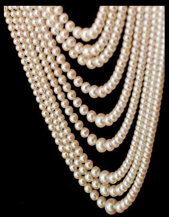 Nine strand natural pearl festoon necklace