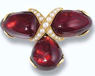 An Antique Garnet and Seed Pearl Brooch