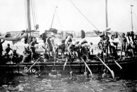Pearl divers in the Persian Gulf