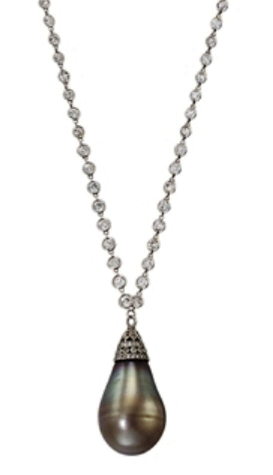 Belle Époque natural grey/brown pearl pendant necklace 