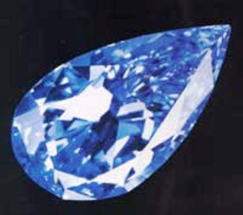 The Blue Magic Diamond removed from its ring setting 