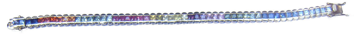 Full round multicolor bracelet with Ceylon(Sri Lanka)sapphires of different colors,set in 18ct white gold.