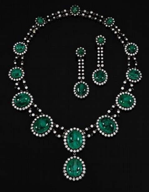 Countess Alina de Romanones emerald and diamond demi-parure 