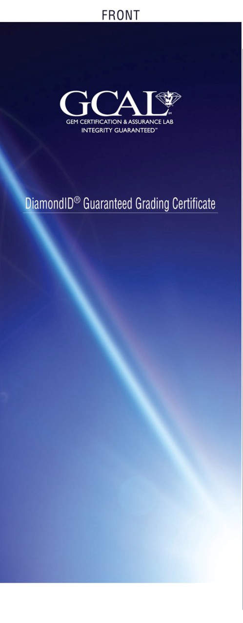 The Front Cover of the GCAL Diamond ID Certificate
