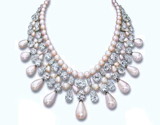 The Diamond and Pearl Articulated Necklace of the Gulf Pearl Parure 