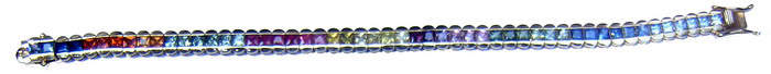 Full round multicolor bracelet with Ceylon(Sri Lanka)sapphires of different colors,set in 18ct white gold.Total weight-18g.Weight of gemstones-15carats. 