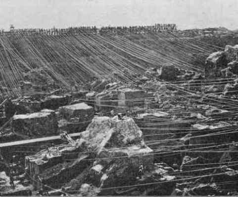 September 1873 photograph of the interior of Kimberley mine showing tramway cables 