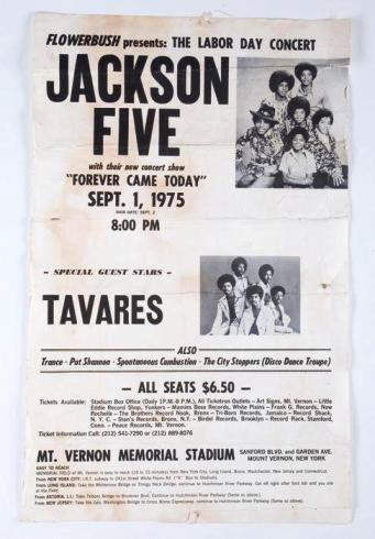 Lot No: 319: Jackson 5 early concert poster 1975