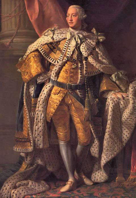 King George III, King of the United Kingdom and Hanover from 1760 to 1820 and husband of Queen Charlotte 
