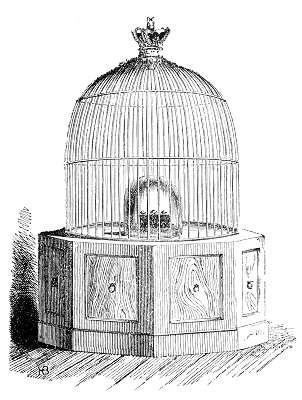 The Koh-i-Noor diamond in the display cage at the exhibtion, 1851 