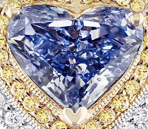 2.28-carat, fancy vivid blue, internally flawless, heart-shaped Lady Diantha Diamond 