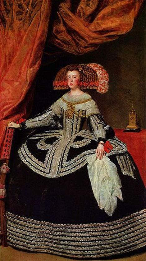 Official portrait of Mariana of Austria - Second wife and Queen consort of Philip IV, King of Spain - by Diego Velazquez 