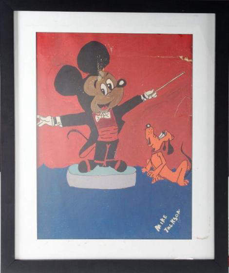 Lot No.335: Michael Jackson Original Painting of Mickey Mouse