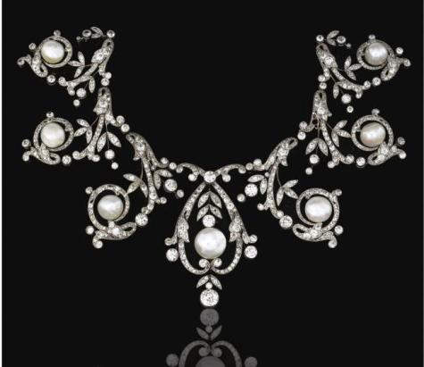 Natural Pearl and Diamond Necklace/ Tiara belonging to an Unidentified European Nobel Family