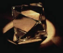 Octahedral diamond crystal - the most common crystal habit in diamonds 