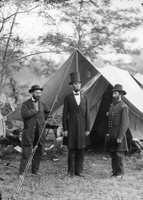 President Abraham Lincoln with Major General John A. McClernand and Allan Pinkerton at Antietam, Maryland on October 3rd 1862