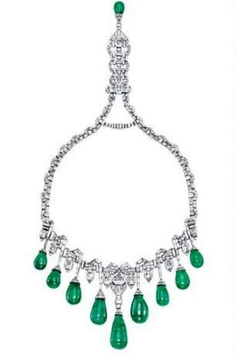 Princess Faiza's Art Deco Emerald and Diamond Necklace 