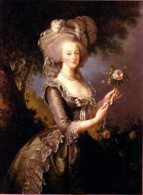Queen Marie Antoinette of France- "Marie Antoinette Ã la Rose"portrait by Ã‰lisabeth VigÃ©e-Lebrun.