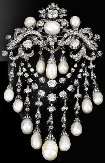 Queen Olga's Pearl and Diamond Devant de Corsage
