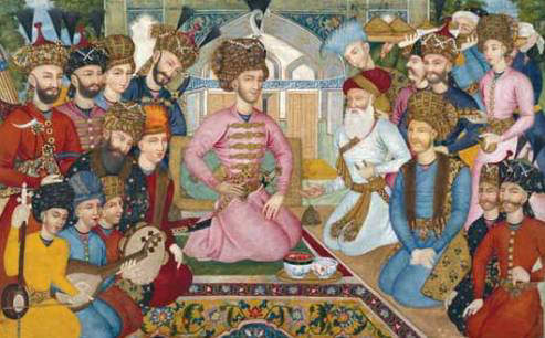 1663 Painting of Shah Abbas II's Court, showing him with the Mughal ambassador.