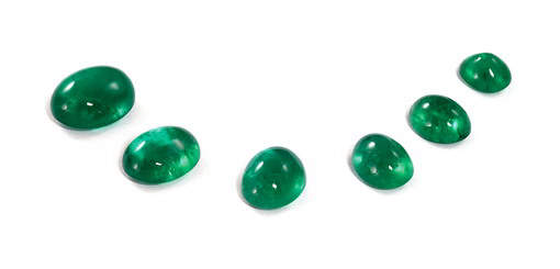 six cabochon cut emeralds in the programa royal collections