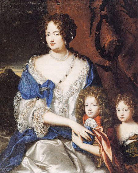 Sophie Dorothea of Celle, wife of King George I, before he ascended the throne in 1714. Her two children George Augustus and Sophia are also with the mother.