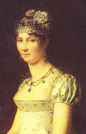 Grand Duchess Stephanie de Beauharnais wearing the emerald necklace and matching pair of emerald earrings