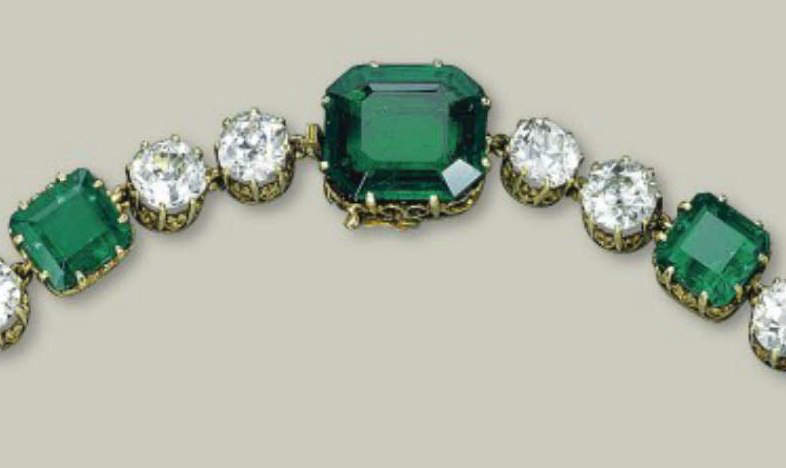 The rear large Octagonal Emerald and clasp 
