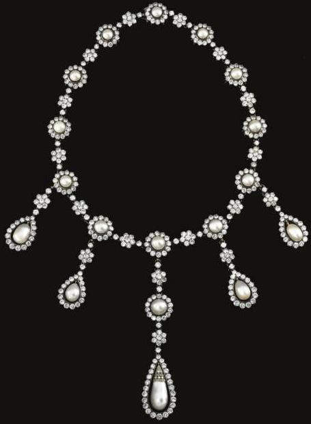 Natural Pearl and Diamond Necklace from the collection of an Italian Noble Family